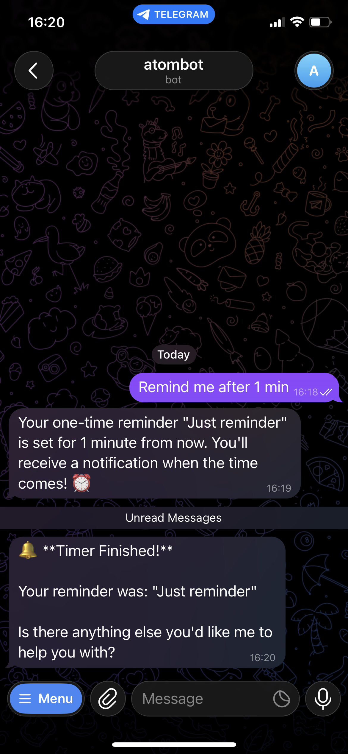 Atombot reminder use case